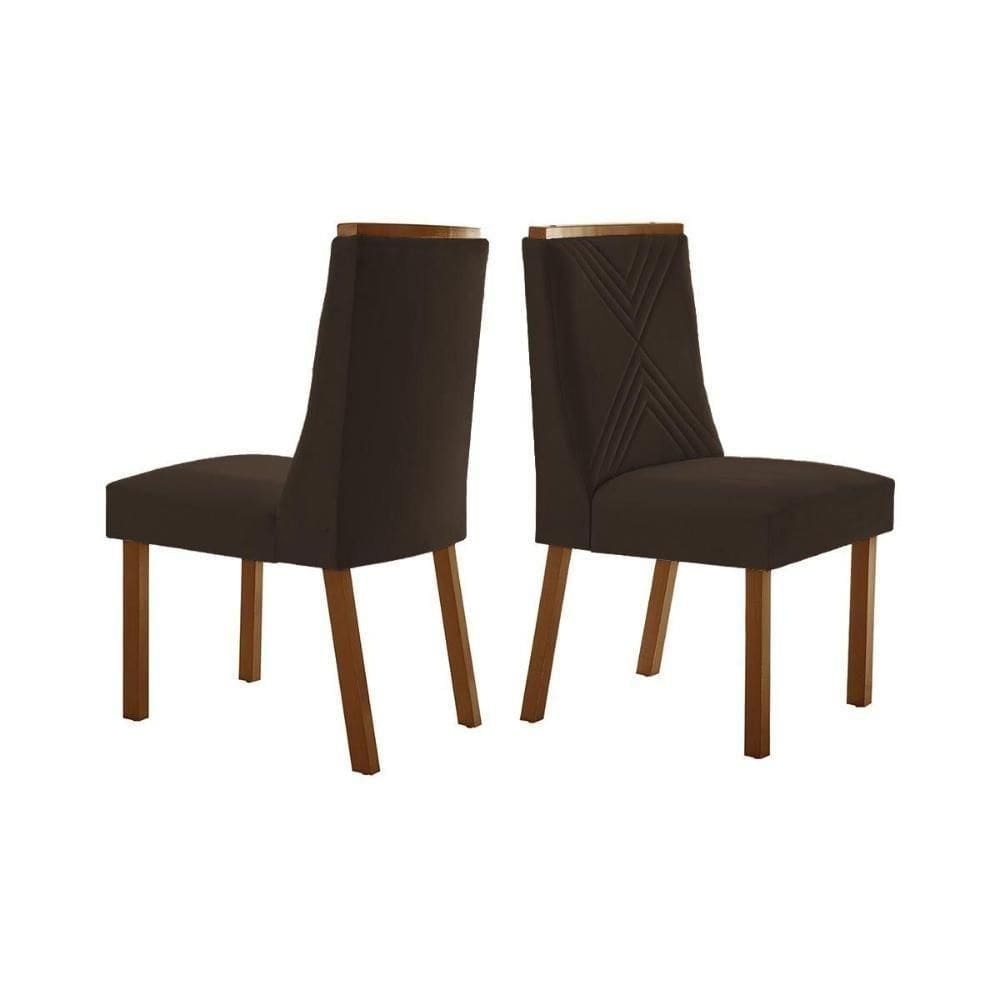 Kit 2 Cadeiras Sala Jantar Montreal 2 Un Imbuia Suede Marrom Rufato