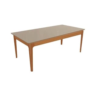 Mesa Para Cozinha Mira Madeira Maciça Com Tampo Madeirado Com Vidro 200x100cm Carvalho Nogueira Vidro Bronze Kappesberg