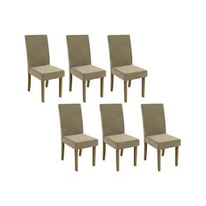 Cadeira Sala De Jantar 2cad131fr Kit 6 Un Freijo Suede Deluxe Bege