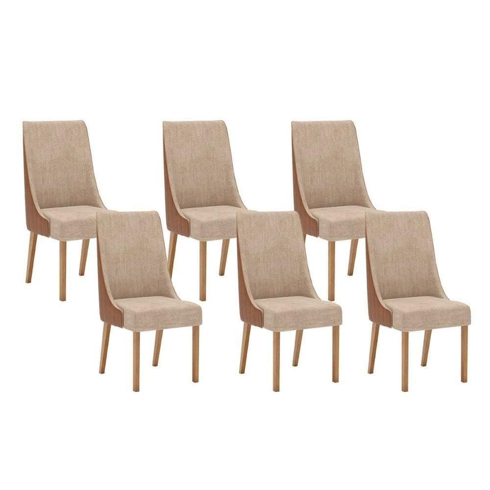 Kit 6 Cadeiras Sala Jantar Ivy 6 Un Nature Courano Caramelo Creme
