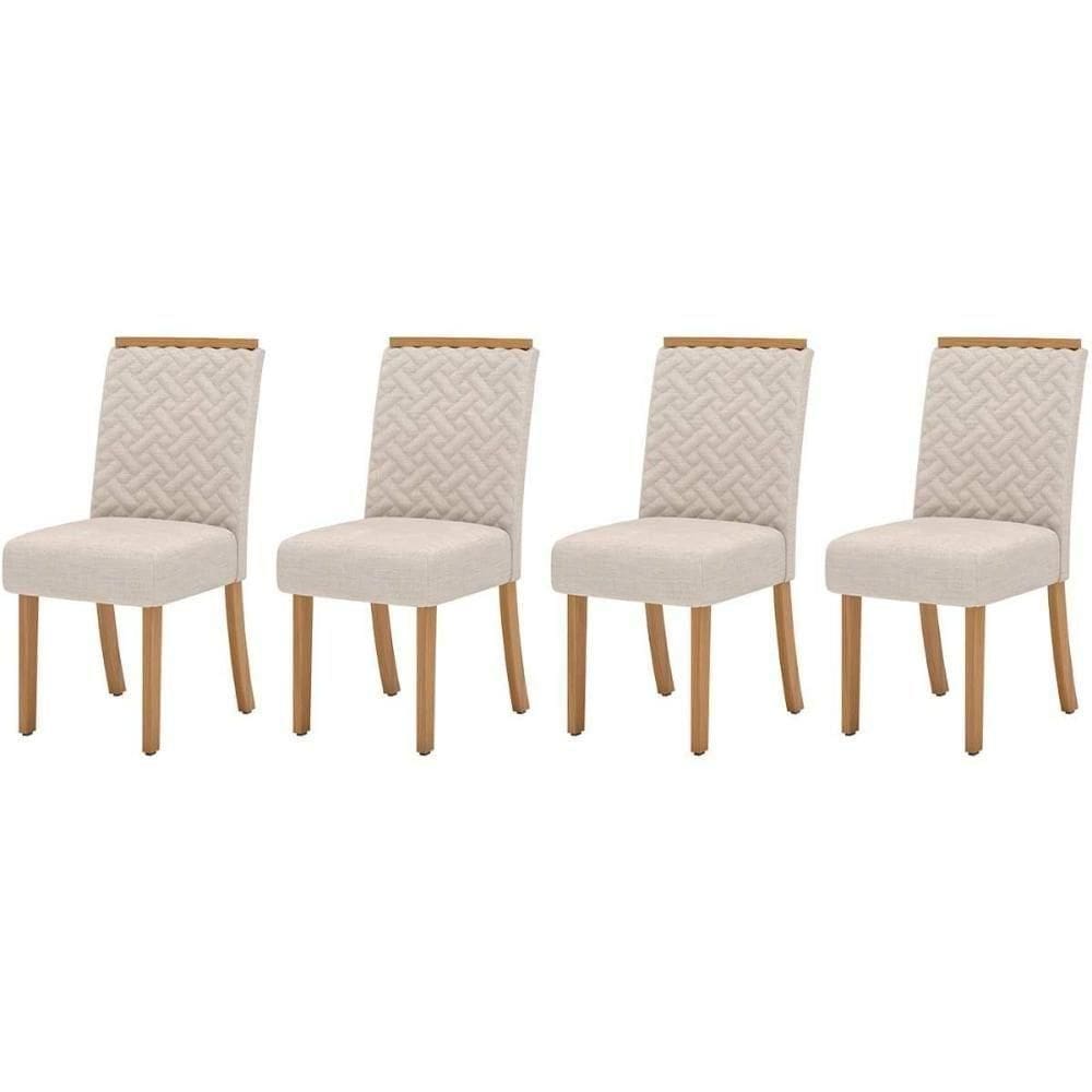 Kit 4 Cadeiras Sala Jantar Malu 4 Un Nature Linho
