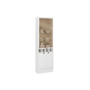 Paneleiro De Cozinha Cristaleira Bella 2615 Com 4 Portas 2 De Vidro 70cm Branco