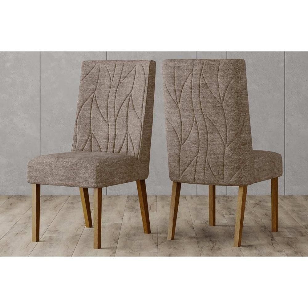 Kit 2 Cadeiras Sala Jantar Eloá 2 Un Nature Linho Marrom