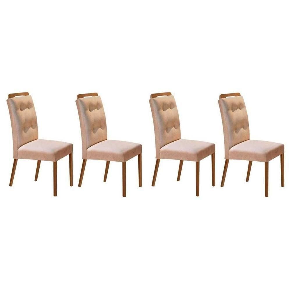 Kit 4 Cadeiras Sala Jantar Imperatriz 4 Un Capuccino Linho Bege Turim Rufato