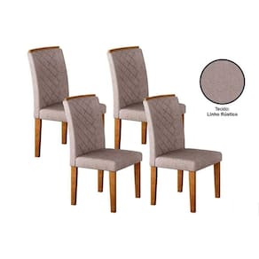 Kit 4 Cadeiras Sala Jantar Jade 4 Un Capuccino Linho Bege Turim Rufato
