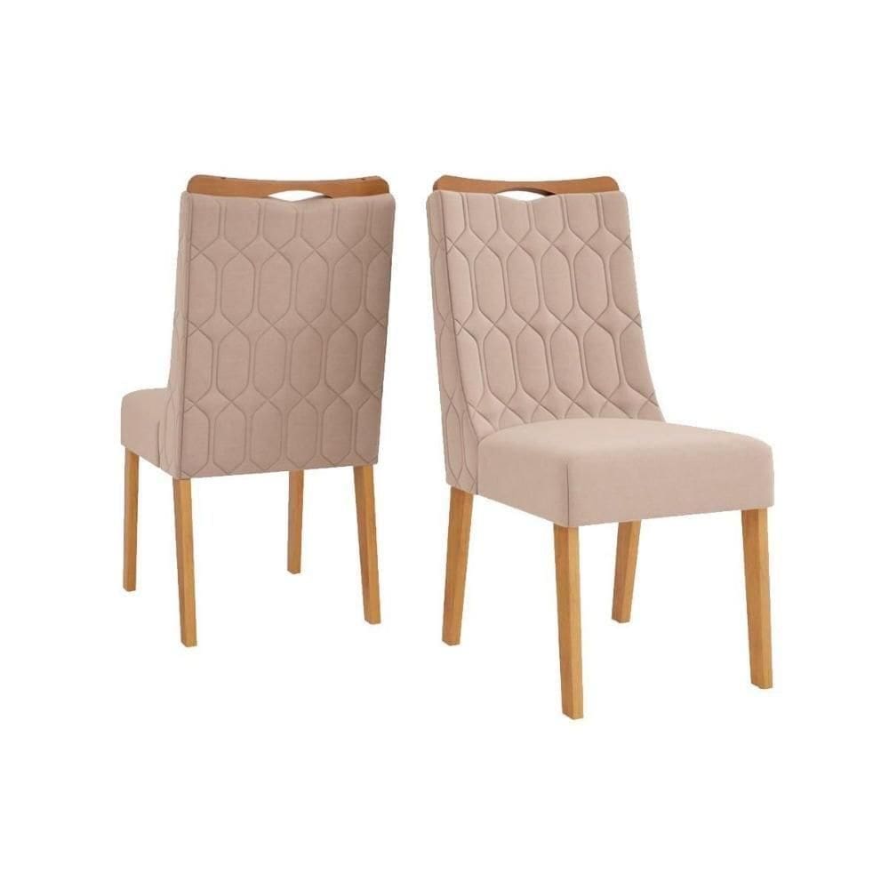 Cadeira Sala De Jantar Bia Cedro Linho Saara Bege