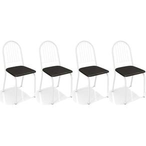 Cadeira De Cozinha Noruega 2c077 Kit 4 Un Branco Fosco Preto 110