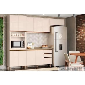 Kit Cozinha Modulada 5 Peças Connect 2 Aéreos + 1 Balcão + 1 Paneleiro + 1 Complemento C5p69 Off White