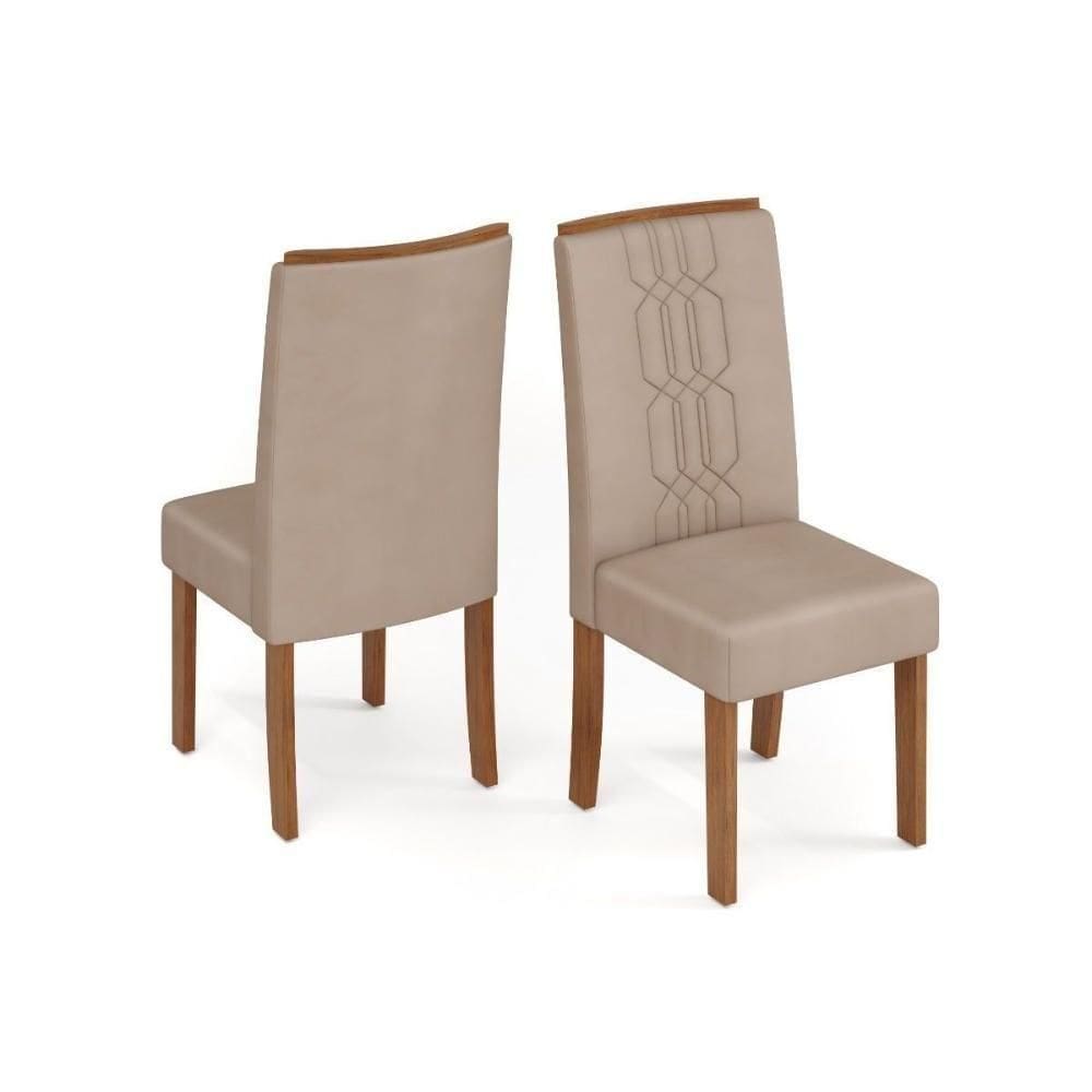 Kit 2 Cadeiras De Cozinha Zoe 2 Un Cedro Suede Creme