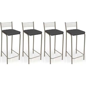 Kit 4 Banquetas Sala Jantar Gênova B705 4 Un Niquel Preto