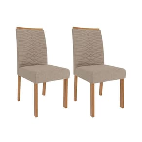 Cadeira De Cozinha Clarice Wood Kit 2 Un Madeirado Linho Bege Cimol