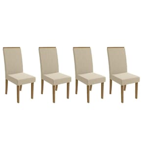 Cadeira De Cozinha 2cad142fr Kit 4 Un Freijó Linho Bege A019