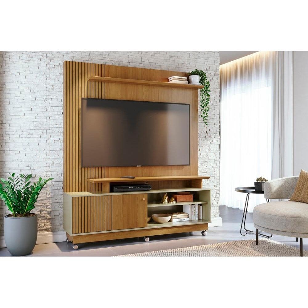 Home Theater Ares para TV de até 75 polegadas (COM RODÍZIOS) - Cumaru Opala - Madetec
