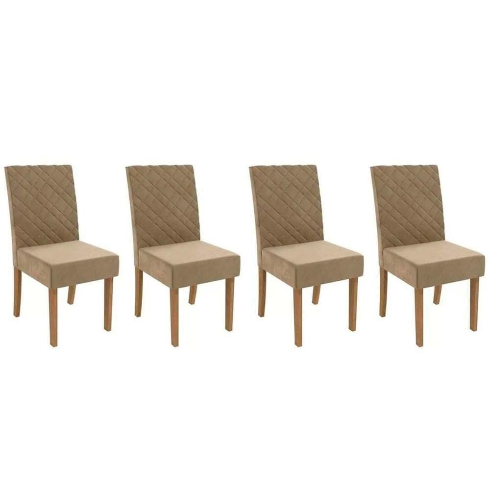 Kit 2 Cadeiras De Cozinha 2cad133ng 4 Un Nogueira Suede Bege A036