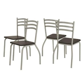 Cadeira De Cozinha Portugal 4c007nk Aço Kit 4 Uni Niquel Courano Preto