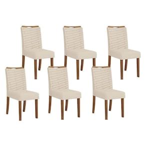 Kit 6 Cadeiras De Cozinha Julia 6 Un Freijó Linho Neve
