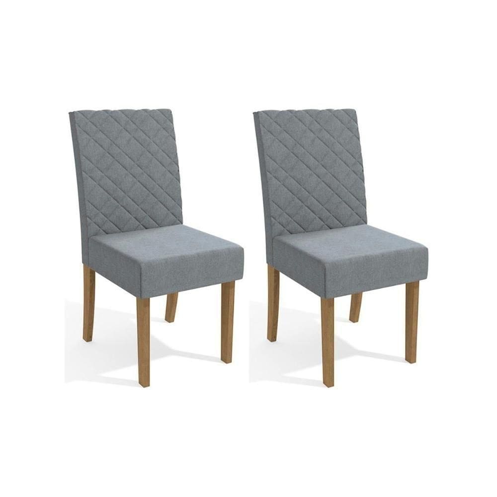 Kit 2 Cadeiras Sala Jantar 2cad133 2 Un Canela Linho Cinza