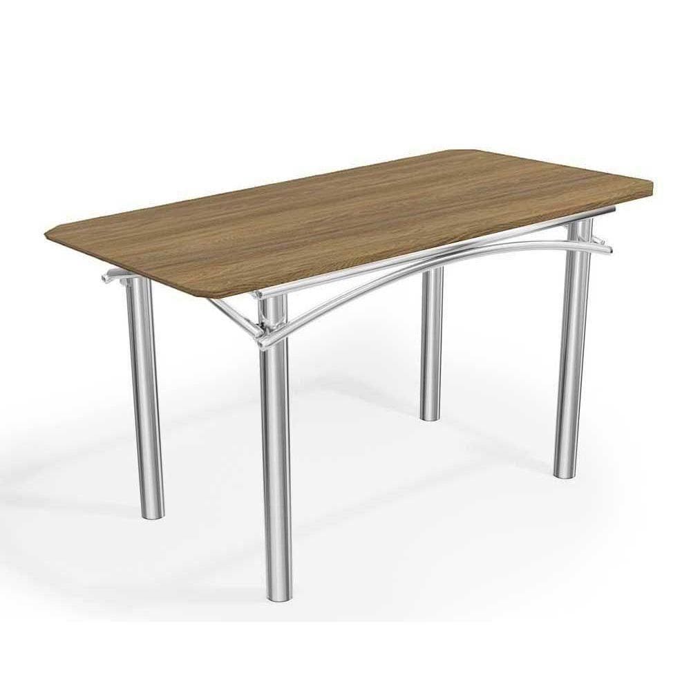 Mesa Para Cozinha Elba Aço Com Tampo Madeirado 136x90cm Cromada Nogueira Kappesberg