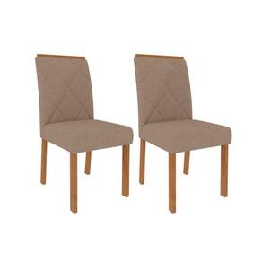 Cadeira De Cozinha Fernanda Wood Kit 2 Un Madeirado Linho Bege Cimol