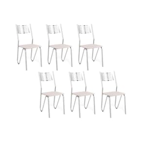 Cadeira De Cozinha Nápoles C045 Kit 6 Un Cromada Branco 106