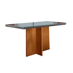 Mesa Para Cozinha Berlim Com Tampo 120x80cm Madeirado Vidro Canto Curvo Imbuia Ripado 3d Grafite Rufato