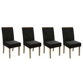 Kit 4 Cadeiras Sala Jantar 2cad149ng 4 Un Nogueira Suede Preto A038