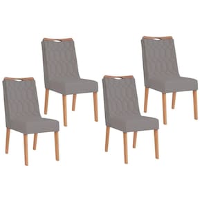 Kit 4 Cadeiras Sala Jantar Bia 4 Un Cedro Suede Lunar