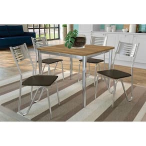 Conjunto Mesa Sala Jantar Reno Com Tampo De Madeira 90cm E 4 Cadeiras Nápoles Cromada Preto 110 Kappesberg