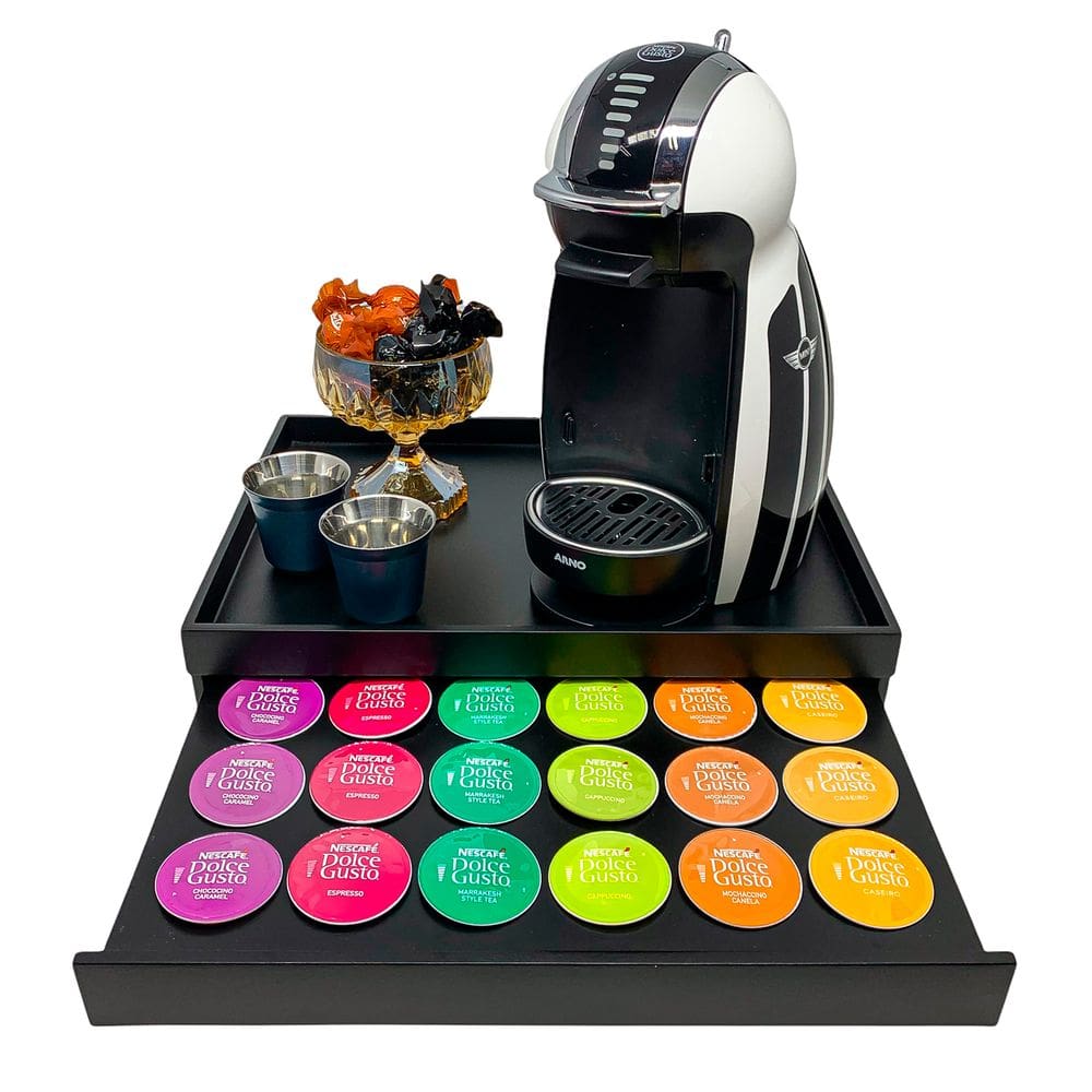 Bandeja Porta Cápsula Dolce Gusto 24 Cápsulas Preta