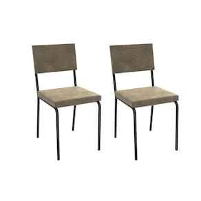 Kit 2 Cadeiras De Cozinha Zaria 2c128 Aço 2 Uni Preto Suede Bege