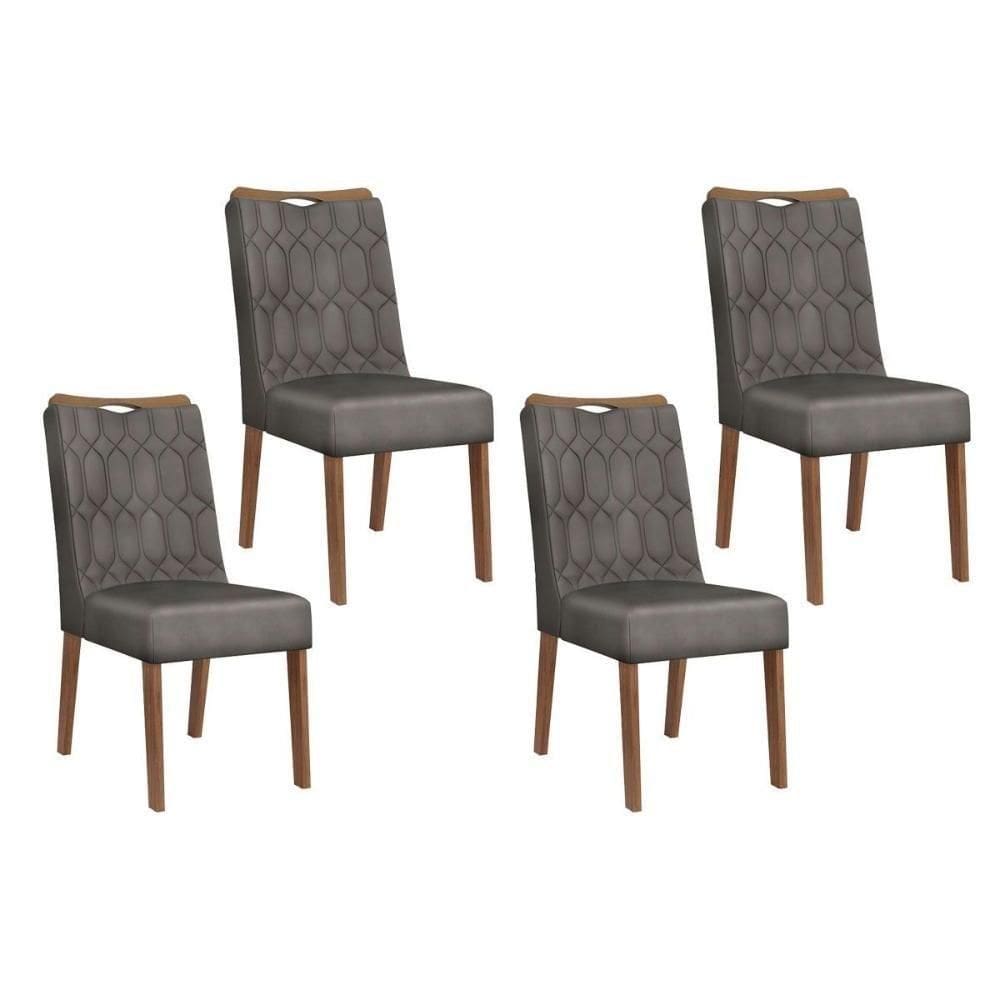 Kit 4 Cadeiras Sala Jantar Bia 4 Un Freijó Suede Lunar