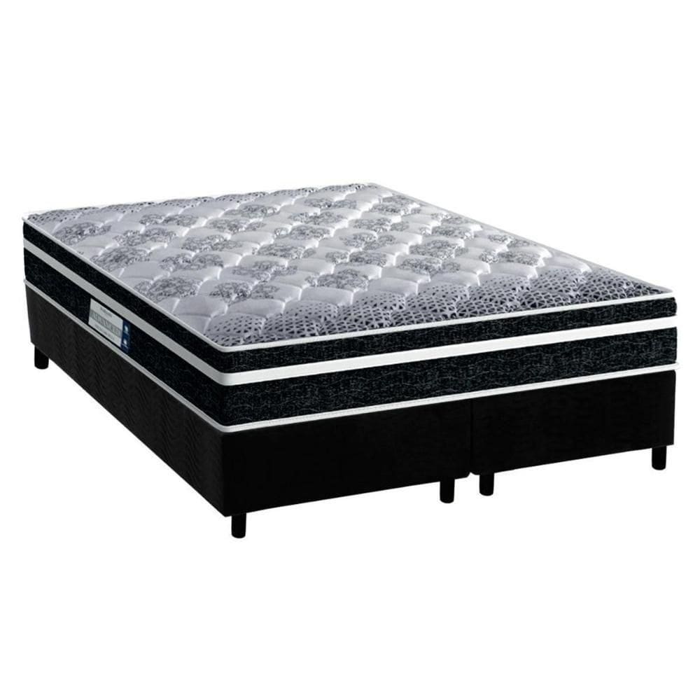 Cama Box King: Colchão Espuma D33 Probel Anatômico Advanced Tech1500 Plus + Base Crc Suede Black (193x203)