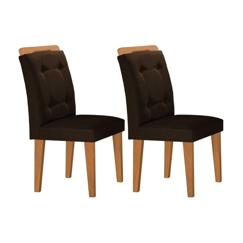 Kit 2 Cadeiras Sala Jantar Imperatriz 2 Un Madeira Capuccino Suede Marrom Rufato
