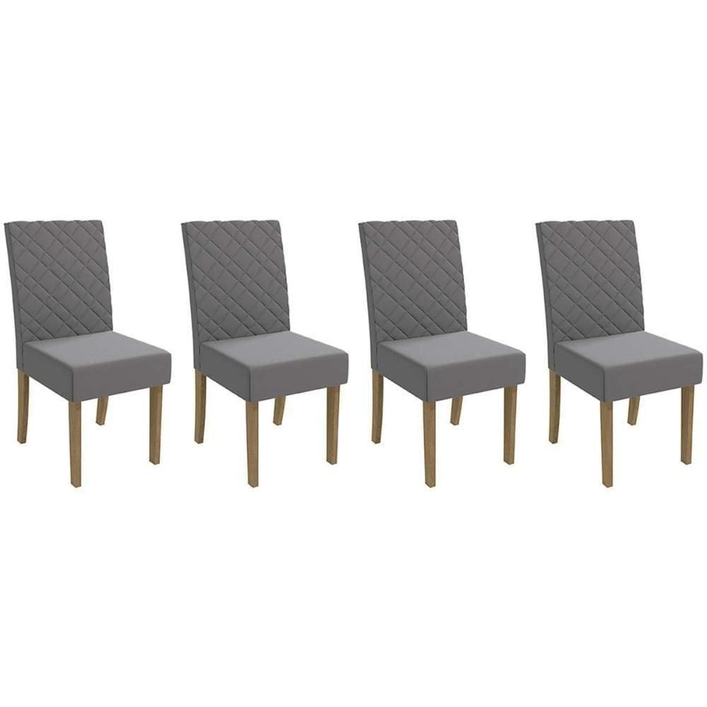 Cadeira De Cozinha 2cad133fr Kit 4 Un Freijó Suede Titanio A050