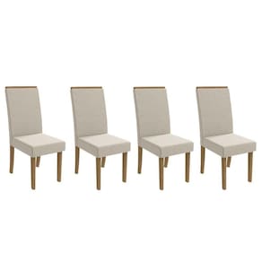 Cadeira De Cozinha 2cad142fr Kit 4 Un Freijó Linho Caqui A040