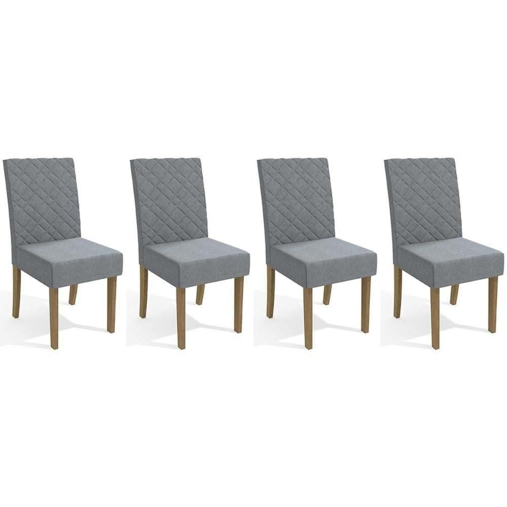 Cadeira De Cozinha 2cad133fr Kit 4 Un Freijó Linho Cinza A056