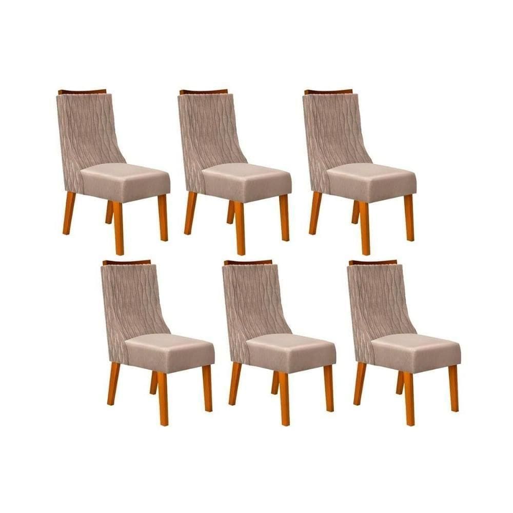 Kit 6 Cadeiras De Cozinha Jade 6 Un Freijó Suede Kraft