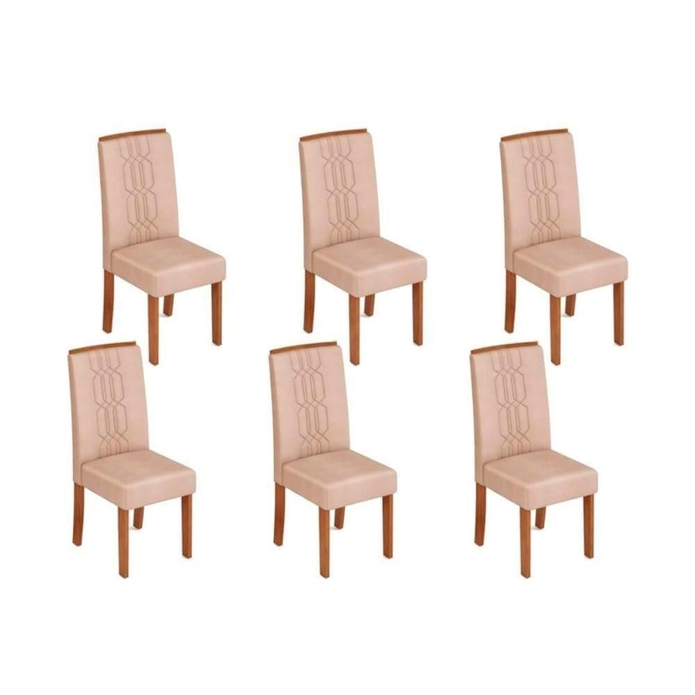 Kit 6 Cadeiras De Cozinha Zoe 6 Un Freijó Suede Creme