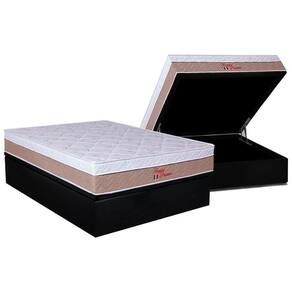 Cama Box Baú Casal: Colchão Anatômico Ortho Foggia Premier + Base Crc Suede Black (138x188)