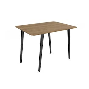 Mesa Para Cozinha Iguaçu Aço Com Tampo Madeirado 136x90cm Nogueira Preto Fosco Kappesberg