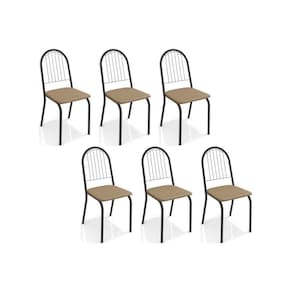 Kit 6 Cadeiras Sala Jantar Noruega C077 6 Un Preto Fosco Capuccino