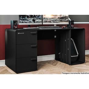 Mesa Computador Casal Xt Racer Home Xtmp110 Preto Adesivo Prata Politorno