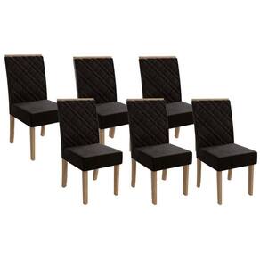 Cadeira De Cozinha 2cad149fr Kit 6 Un Freijó Assento Encosto Preto