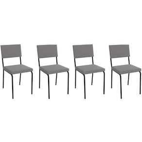 Cadeira De Cozinha Zaria 2c128 Kit 4 Un Preto Fosco Cinza A050 Suede Suede