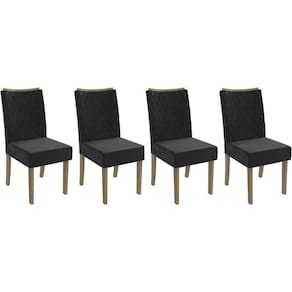 Cadeira De Cozinha 2cad129ng Kit 4 Un Nogueira Suede Preto A038