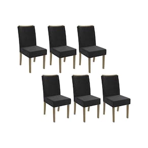 Kit 2 Cadeiras De Cozinha 2cad129ng 6 Un Nogueira Suede Preto A038