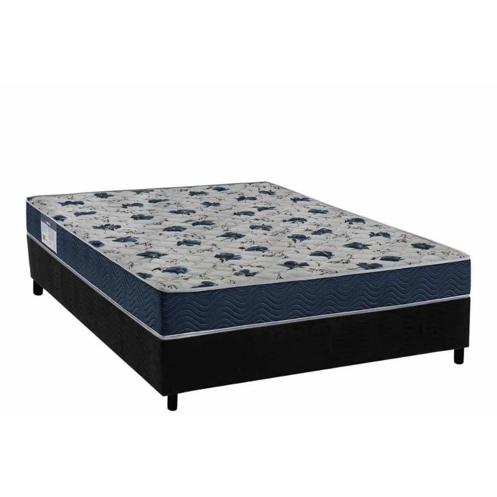 Conjunto Box Casal: Colchão Anatômico Ortobom D28 Iso 60 + Base Crc Suede Black (138x188)