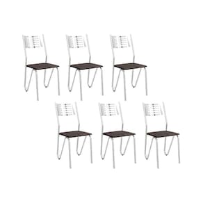 Cadeira De Cozinha Nápoles C045 Kit 6 Un Cromada Preto 110