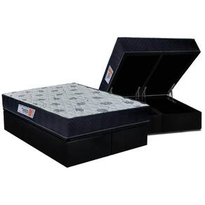 Cama Box Baú Queen: Colchão Anatômico Ortho Sogni Unic Face + Base Crc Courano Black (158x198)