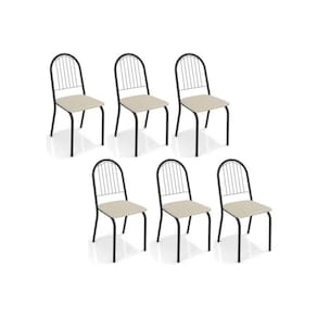 Cadeira De Cozinha Noruega 2c077 Kit 6 Un Preto Fosco Nude 16